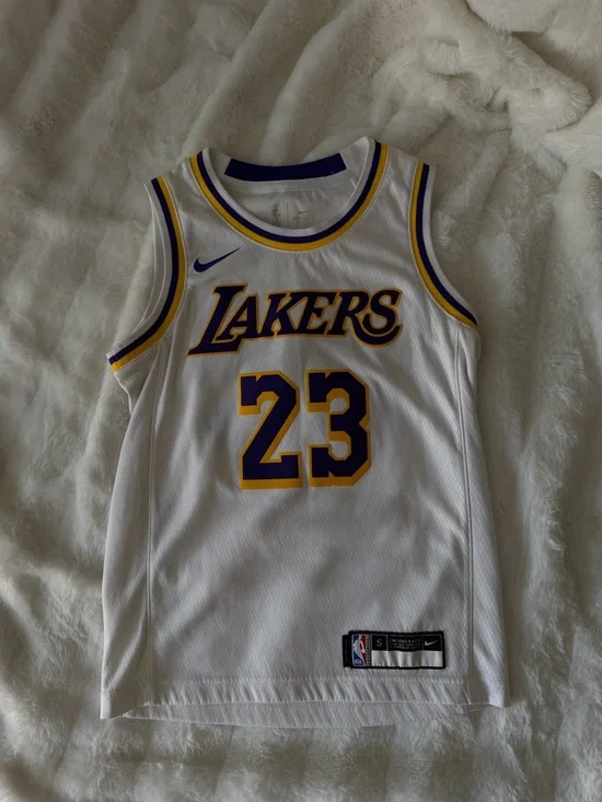 Nike White Lakers Jersey with Purple and Gold Trim - Picture 1 of 4